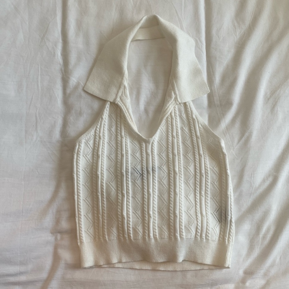 Collared halter tank top